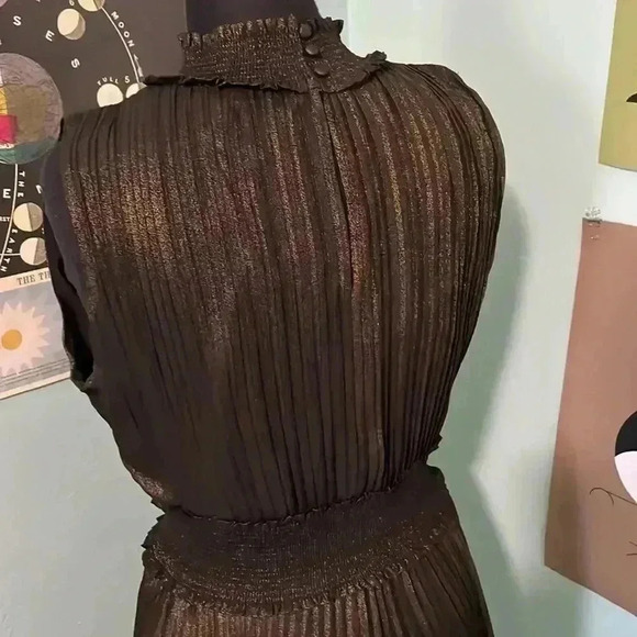 Nanette Lepore sleeveless elastic waist pleated shimmer evening dress, 12 - Picture 5 of 9